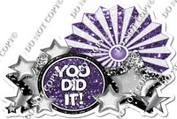 White & Purple Sparkle You Did It Statement With Fan Left Side w/ Variant