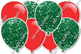 Green Sparkle & Flat Red - Horizontal Balloon Panel