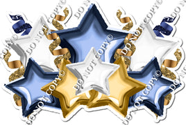 Foil Star Panel - Navy Blue, White, Gold
