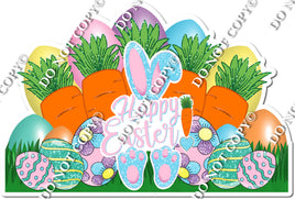 Happy Easter Statement with Eggs & Carrots