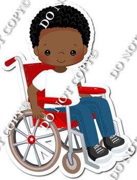 Dark Skin Tone Boy in Wheelchair w/ Variants