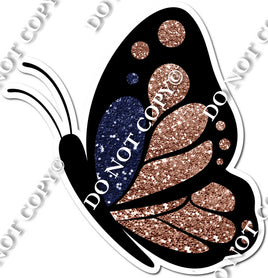 Sparkle Navy Blue & Rose Gold Butterfly w/ Variants