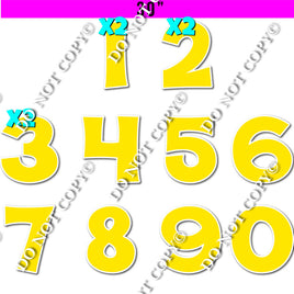 30" - 13 pc XL KG Flat Yellow - 0-9 Number Set