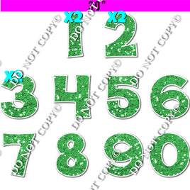 30" - 13 pc XL KG Sparkle Lime - 0-9 Number Set