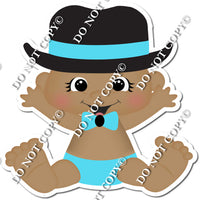 Dark Skin Tone Boy with Top Hat - Baby Blue - w/ Variants