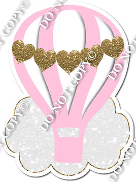 Cloud & Hot Air Balloon - Baby Pink with Hearts w/ Variants