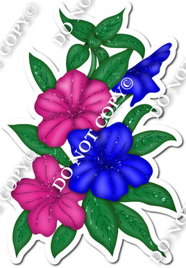 Hawaiian - Blue & Pink Flowers