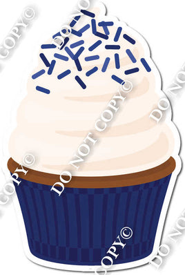 Flat Navy Blue Cupcake