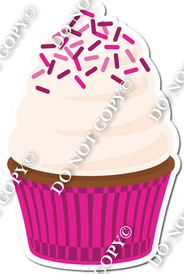 Flat Hot Pink Cupcake