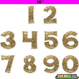 18" KG 10 pc Gold Sparkle - 0-9 Number Set