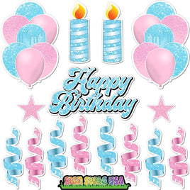 15 pc Baby Pink & Baby Blue HBD Flair Package