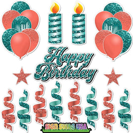 15 pc Coral & Teal HBD Flair Package