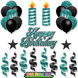 15 pc Black & Teal HBD Flair Package