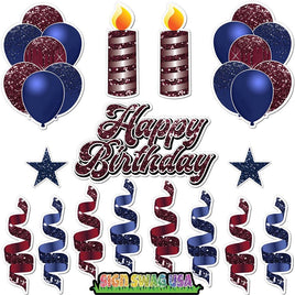 15 pc Navy Blue & Burgundy HBD Flair Package