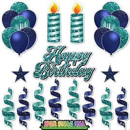 15 pc Navy Blue & Teal HBD Flair Package
