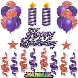 15 pc Purple & Coral HBD Flair Package
