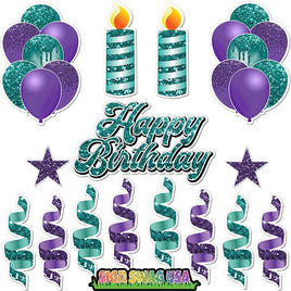 15 pc Purple & Teal HBD Flair Package