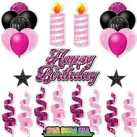 15 pc Sparkle Pinks & Black HBD Flair Package