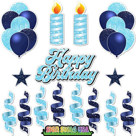 15 pc Navy Blue & Baby Blue HBD Flair Package