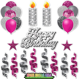 15 pc Hot Pink, Light SIlver, Silver HBD Flair Package
