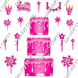 18 pc Flat Hot Pink Split Cake Set Flair-hbd0748