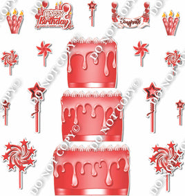 18 pc Flat Red Split Cake Set Flair-hbd0754