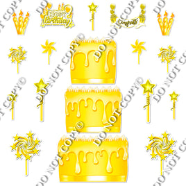 18 pc Flat Yellow Split Cake Set Flair-hbd0757