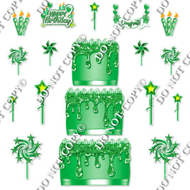 18 pc Sparkle Lime Green Split Cake Set Flair-hbd0770