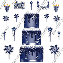 18 pc Sparkle Navy Blue Split Cake Set Flair-hbd0772