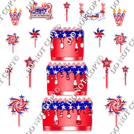 18 pc Sparkle Flag Split Cake Set Flair-hbd0783