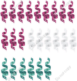 24 pc Sparkle - Hot Pink, Teal, White Streamers