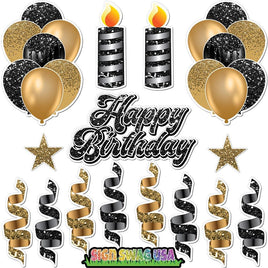 15 pc Gold & Black HBD Flair Package