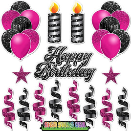 15 pc Hot Pink & Black HBD Flair Package