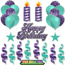 15 pc Mint & Purple HBD Flair Package