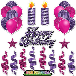15 pc Hot Pink & Purple HBD Flair Package