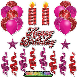 15 pc Hot Pink & Red HBD Flair Package