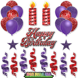 15 pc Purple & Red HBD Flair Package