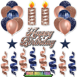 15 pc Rose Gold & Navy Blue HBD Flair Package