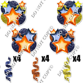 16 pc Navy, Orange, Yellow Balloon & Star Bundle Sets Flair-hbd0196