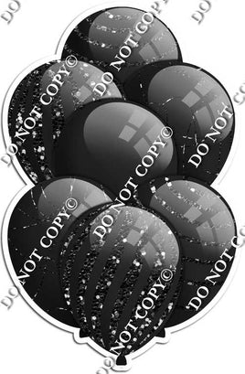 All Black Balloons - Black Sparkle Accents