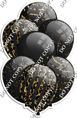 All Black Balloons - Gold Leopard Sparkle Accents