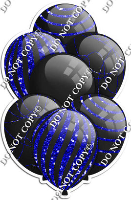 All Black Balloons - Blue Sparkle Accents