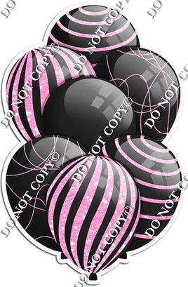 All Black Balloons - Baby Pink Sparkle Accents
