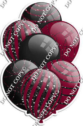 Black & Burgundy Balloons - Black Sparkle Accents