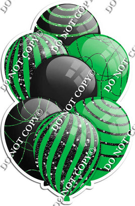 Black & Lime Green Balloons - Black Sparkle Accents