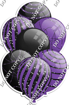 Black & Purple Balloons - Black Sparkle Accents
