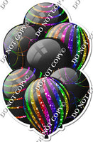 Black Balloons - Rainbow Sparkle Accents