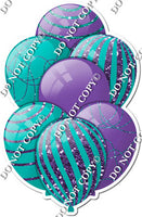Purple & Teal Balloons - Sparkle Accents