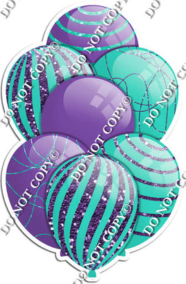 Purple & Mint Balloons - Sparkle Accents