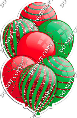Red & Green Balloons - Sparkle Accents